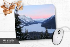 Snow-Covered Hill with Sledders Mouse Pad PNG Product Image 1