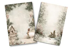 Winter Bunny Woodland Junk Journal Pages Product Image 2