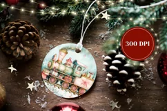 Cartoon Christmas Ornament, Christmas Train Ornament PNG Product Image 2