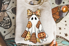 Fall Ghost Patchwork Png, Halloween Patchwork Ghost Png. Product Image 2