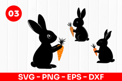 Cute Rabbit Bunny With Carrot SVG PNG Product Image 1