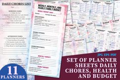 Set of planner sheets daily chores, health and budget. Product Image 1