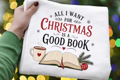 All I Want For Christmas Is A Good Book PNG Sublimation Product Image 5