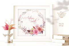 Pink Blush Dahlias Watercolor Wreath, Boho Wedding clipart Product Image 2