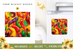 Spicy Pepper Magnet Print, Chili Pepper Magnet Template Product Image 1