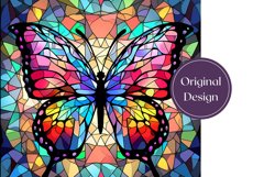 Stained Glass Butterfly Tumbler Template, Butterfly PNG Product Image 2