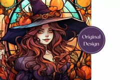 Stained Glass Halloween Tumbler Wrap, Halloween PNG Product Image 2
