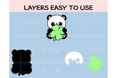 Cute Panda with Clover SVG | Kawaii Lucky Panda Clipart | St Product Image 2