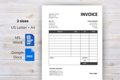 Minimalist Invoice Template | MS Word &amp; Google Docs Product Image 1