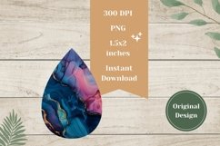 Blue Marble Teardrop Earrings, Fluid Art Earring Sublimation Product Image 2