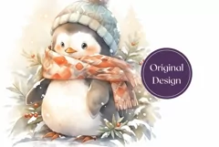 Christmas Tumbler Wrap, Christmas Penguin Sublimation Design Product Image 2