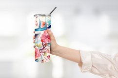 Deer Surrounded By Flowers Watercolor Tumbler Warp Design Product Image 2