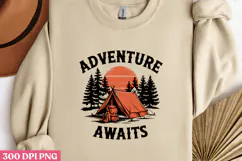 ADVENTURE AWAITS PNG, Retro Camping Sublimation PNG Product Image 2