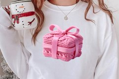 Pink Christmas Crochet Clipart, Christmas PNG Product Image 2