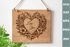 Valentine&#039;s Day Cutting Board SVG, Flowers Laser file Product Image 1