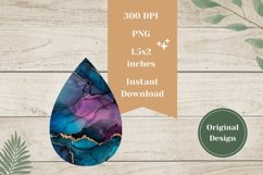 Blue Marble Teardrop Earrings, Liquid Earring Sublimation Product Image 2