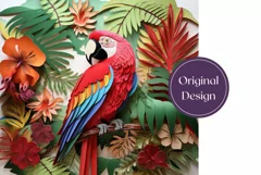 3D Parrot Tumbler Wrap, 3D Bird Tumbler, 3D Tropical Wrap Product Image 2