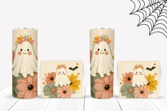 Floral Ghost Tumbler, Halloween Bats Tumbler Template Product Image 2