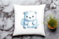 Cute Blue Teddy Bear on Cloud Clipart Sublimation PNG Product Image 2