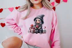 Black Gnome Valentines Day Clipart, Valentines Clipart Product Image 2