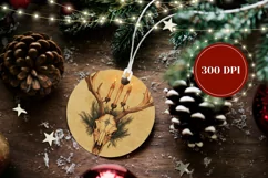 Creepy Bull Skull Ornament, Spooky Christmas Ornament PNG Product Image 2