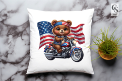 Patriotic Biker Bear Clipart PNG Product Image 2