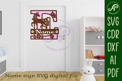 Unicorn Capital Monogram Letter name sign E SVG Product Image 2