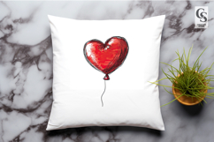 Hand Drawn Glossy Heart Balloon Clipart Sublimation PNG Product Image 3