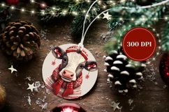 Christmas Ornament PNG, Winter Cow Ornament Design, Cow PNG Product Image 2