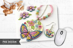 Butterfly Blossom Jewelry Set Mouse Pad PNG Design Product Image 1