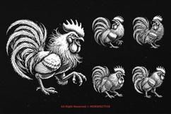 10 Bundle Dark Art Rooster Chicken Animal Scary Face Tattoo Product Image 3