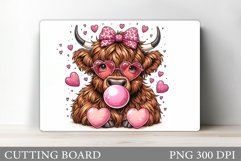 Highland Cow Cutting Board. Valentines Cow Cutting Board Product Image 1