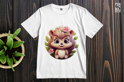 Cute Floral Hedgehog Cartoon Clipart Sublimation PNG Product Image 2