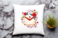 Floral Heart Envelope Clipart Sublimation PNG Product Image 2