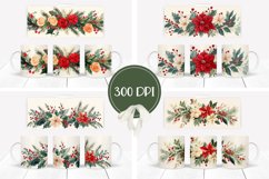Christmas Flowers Mug Design, Poinsettia Mug Sublimation Product Image 2