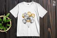 Gold Silver Balloon Happy 2026 Clipart Sublimation PNG Product Image 2