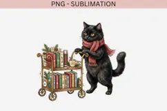 Christmas bookish cat png design for T-shirts Product Image 2