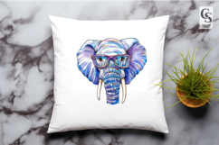 Elephant With Glasses Clipart Sublimation PNG Product Image 2