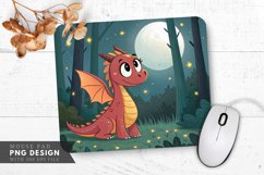 Serene Dragon in a Moonlit Forest Mouse Pad Design Product Image 1