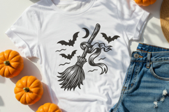 Halloween Retro Broom SVG | Vintage Witch Flying Broom PNG Product Image 3