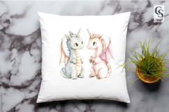 Pastel Unicorn Dragon Friends Clipart Sublimation PNG Product Image 2