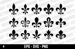 A black and white vector set of twelve fleur-de-lis icons. Product Image 2