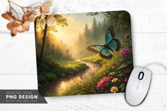 Enchanted Butterfly Nature Scene Mouse Pad PNG Design Product Image 1