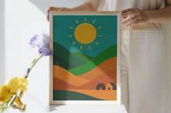 Sunny Hillside Minimal Landscape Pillow Design Product Image 2