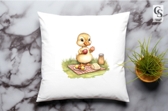 Watercolor Picnic Duckling Clipart Sublimation PNG Product Image 2