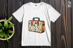 Floral Suitcase Travel clipart sublimation png Product Image 2