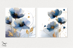 Blue flowers digital paper, background clipart Product Image 2