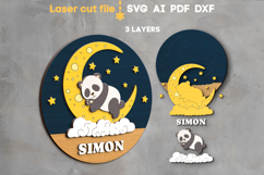 Panda Baby Name Sign SVG laser cut file for Glowforge Product Image 2