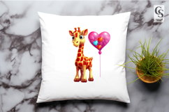 Cute Giraffe Valentine Heart Character PNG Product Image 3