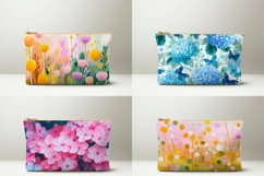 Cartoon Flowers Cosmetic Bag, Floral Cosmetic Bag PNG Product Image 2